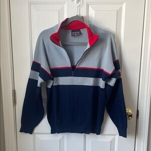 Vintage 100% Wool Men's Colorblock Zip-Up Sweater